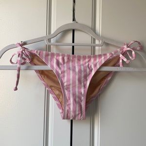 Pink and white strip bikini bottom
